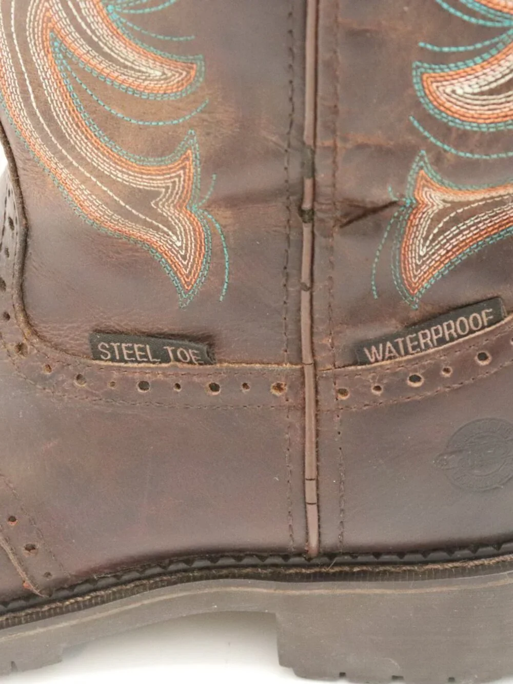 Justin Men's Western Work‎ Boots Brown Steel Toe Waterproof Size 9B